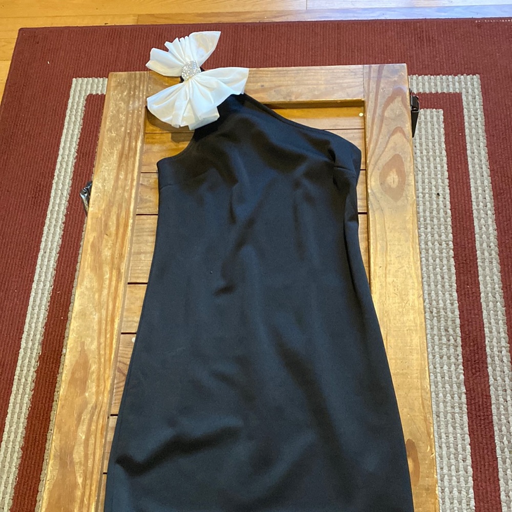 Black dress with white bow